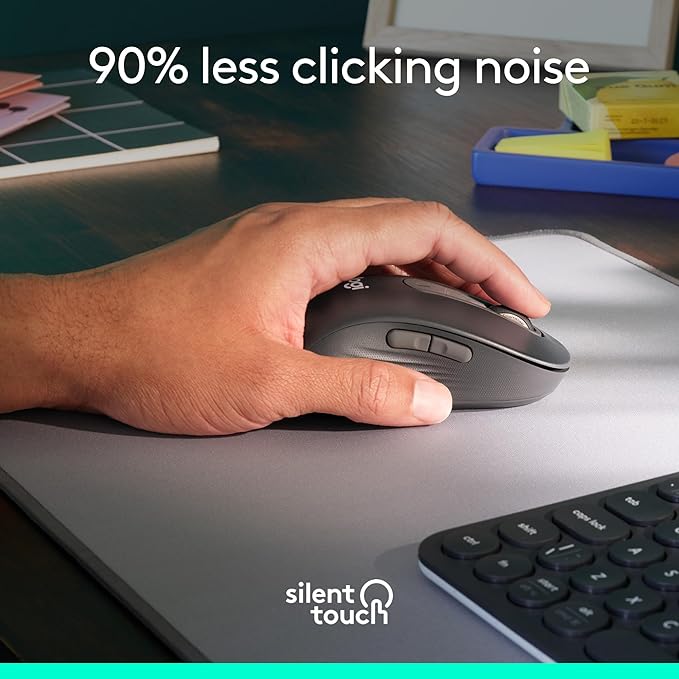 Logitech Left Handed Wireless Mouse Signature M650 L Full Size - 2 Year Battery, Silent Clicks, Customizable Buttons, Bluetooth, PC/Mac/Chromebook - Graphite, Large