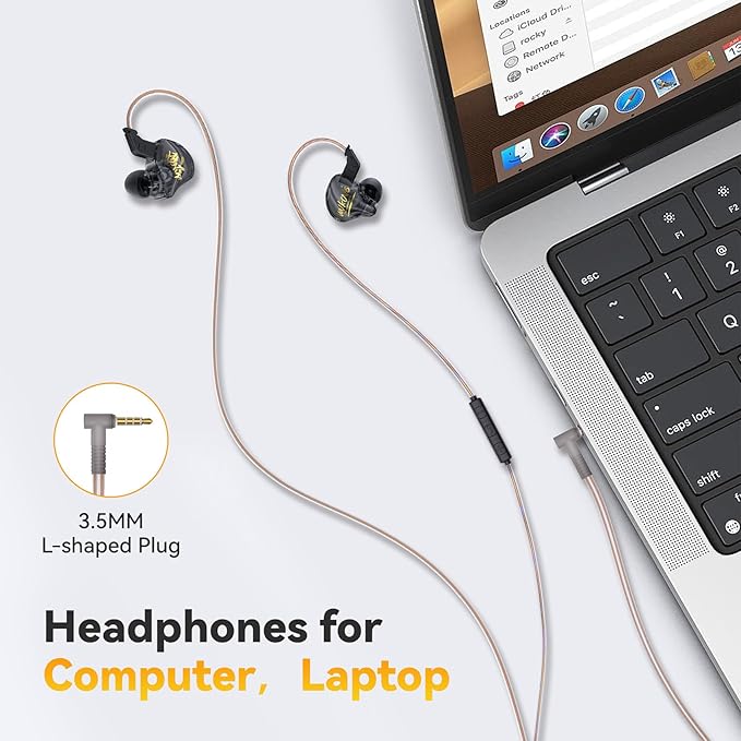 KBEAR K01 Bass IEMS Earphones for Gaming, HIFI Clear Sound in Ear Monitor Headphones Ear buds Wired with 1DD Noise Cancelling for Computer Laptop School, 3 Years Warranty (Without Mic, Blue-Purple)
