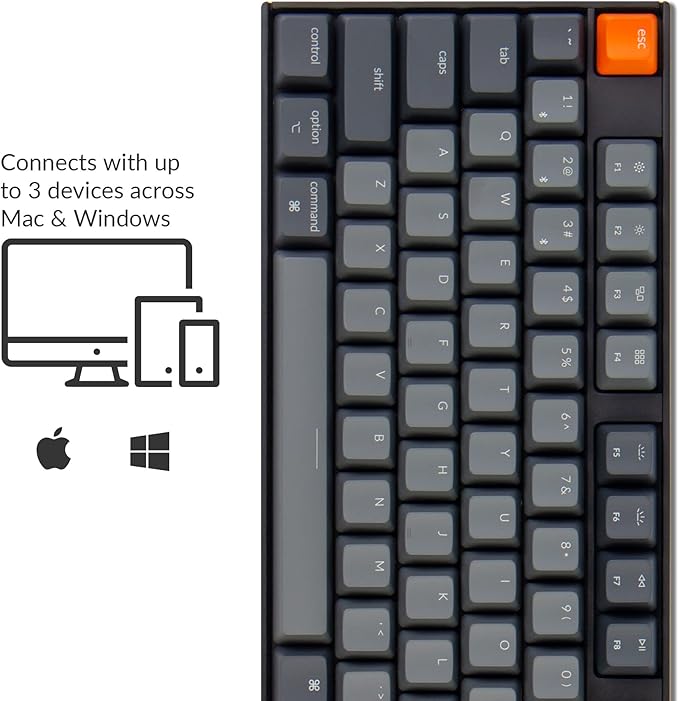 Keychron K10 Full Size Layout White LED Backlit Hot-Swappable Mechanical Keyboard for Mac Windows, Multitasking 104-Key Bluetooth Wireless/USB Wired Computer Keyboard with K Pro Brown Switch