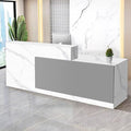 Reception Desk with Counter Modern Checkout Counter with Lockable Drawer Keyboard Tray Receptionist Desk for Office Salon Reception Table G Right 71inch/180cm