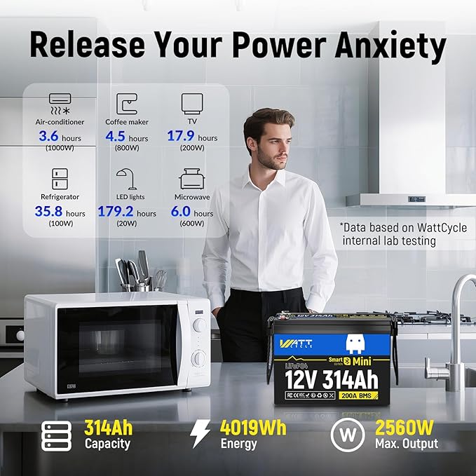48V 314Ah (4 Packs) Mini LiFePO4 Lithium Battery with Bluetooth, Low-Temp Protection, 10000+ Deep Cycles, 16kWh Energy, for RV, Off-Grid, Solar Power System, Home Backup, Back up Power, Marine