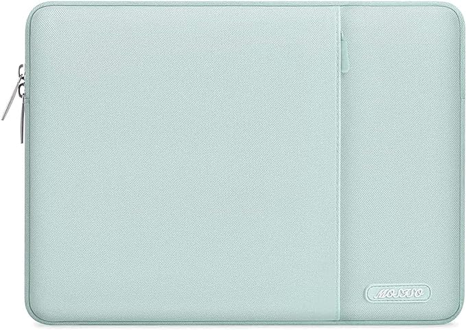 MOSISO Laptop Case 15 inch, 15 inch Laptop Sleeve Compatible with MacBook Air 15 M4 A3241 M3 A3114 M2 A2941 2025 2024 2023,Dell XPS 15,Polyester Vertical Computer Sleeve Bag with Pocket, Mint Green