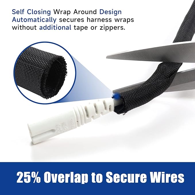 Braided-Wiring-Loom Black Mesh Woven Split-Sleeves for Automotive/Electrical/Multi-Cable Strings Cabling Management Protector Covering (1/2" - 28 Feet)