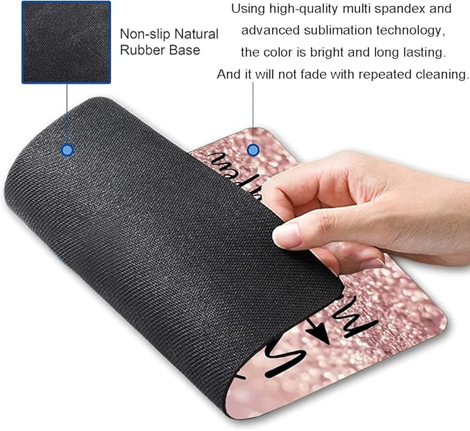 Inspirational Quote Mouse Pad, Stay Positive Work Hard and Make It Happen Motivational Pad for Women, Square Waterproof Non-Slip Rubber Base MousePads Office Laptop