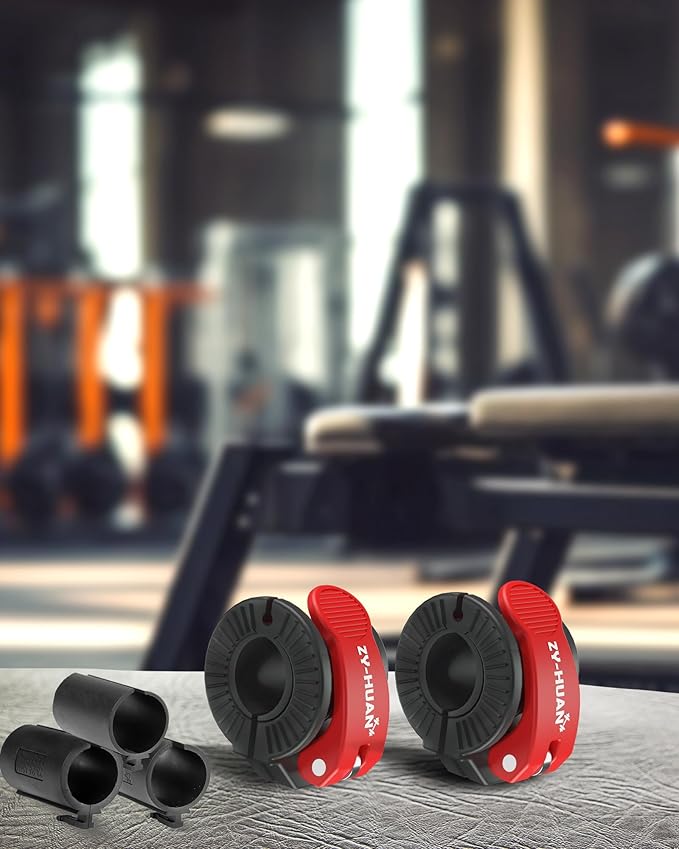 Pro Barbell Clips 1 inch Barbell Clamps 0.9-1.18inch Quick Release Weight Clips for Bars Multi-Size Adjustable Olympic Barbell Clamps