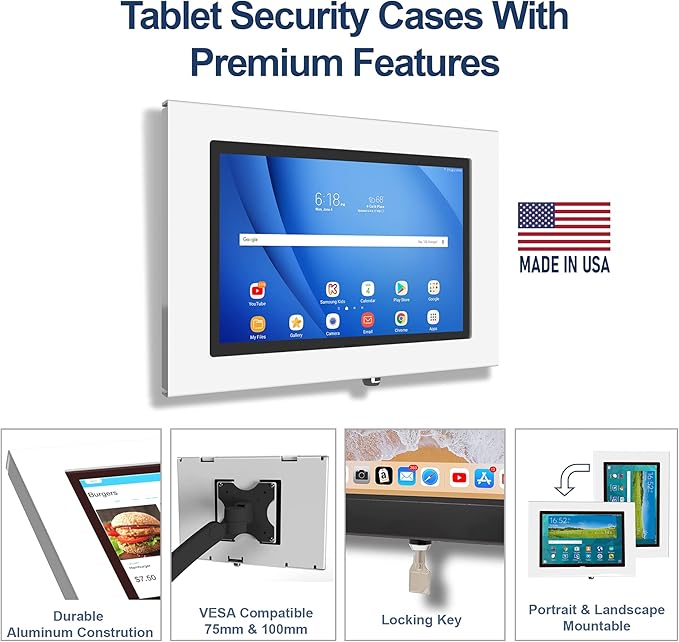 TABcare Locking Anti-Theft Metal Case for Samsung Galaxy TAB A9+ 11" Tablet for Kiosk, POS, Store, Show Display, Time Clock (TAB A9+ 11, Black)