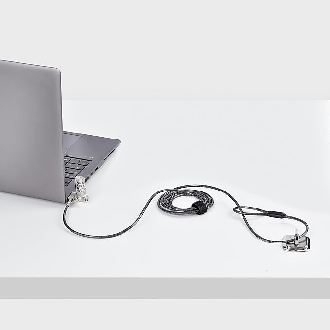 StarTech.com Universal Laptop Lock 6.6ft (2m), Security Cable for Notebooks Compatible with Noble Wedge/Nano/K-Slot, Keyless Combination Locking Cable, Cut-Resistant Cable, TAA (UNIVC4D-LAPTOP-LOCK)