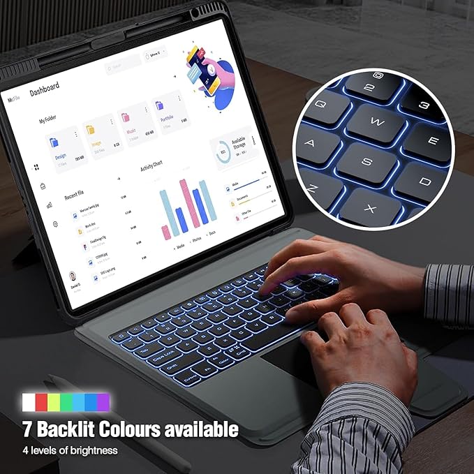 Nillkin for iPad 10th Generation Case with Keyboard & iPad 11th (A16, 2025), Magic-Style Magnetic Detachable Backlit Keyboard Case with Camera Cover and Multi-Touch Trackpad for 10th Generation