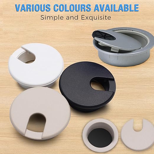 Desk Grommet 1-3/8" (35 mm), Desk Cord Hole Cover, Cable Grommet ABS Plastic, Desk Hole Grommet for Office and Home Table Cable, Detachable Cable Cord Organizer (Black 4 Pcs)
