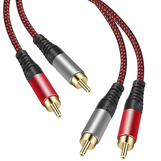 RCA Cable 15Ft,2Rca Male to 2-RCA Male Audio Stereo Subwoofer Cable [Hi-Fi Sound] Nylon-Braided Auxiliary Audio Cord for Home Theater, HDTV, Amplifiers, Hi-Fi Systems,Speakers and etc (15Ft)