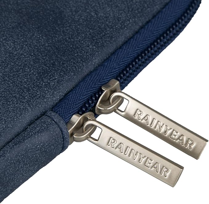 RAINYEAR 16 Inch Laptop Sleeve PU Suede Leather Case Protective Padded Cover Water Resistant Carrying Bag Compatible with 16" MacBook Pro/Max A2780 A2991 A3403 A3186 A2141 A2485 (Deep Blue)