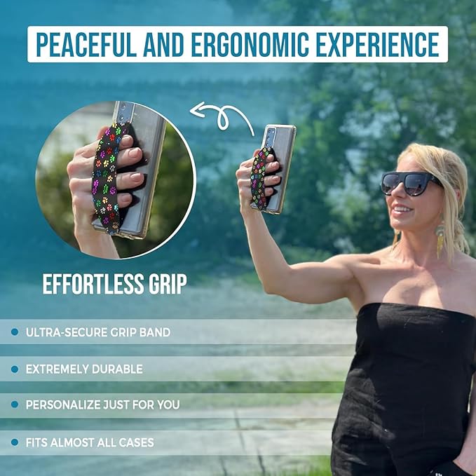 Phone Grip Strap - Reversible Finger Holder for Phone Back, Customizable Anti-Slip Design, Wireless Charging Compatible Detachable Holder for iPhone - White
