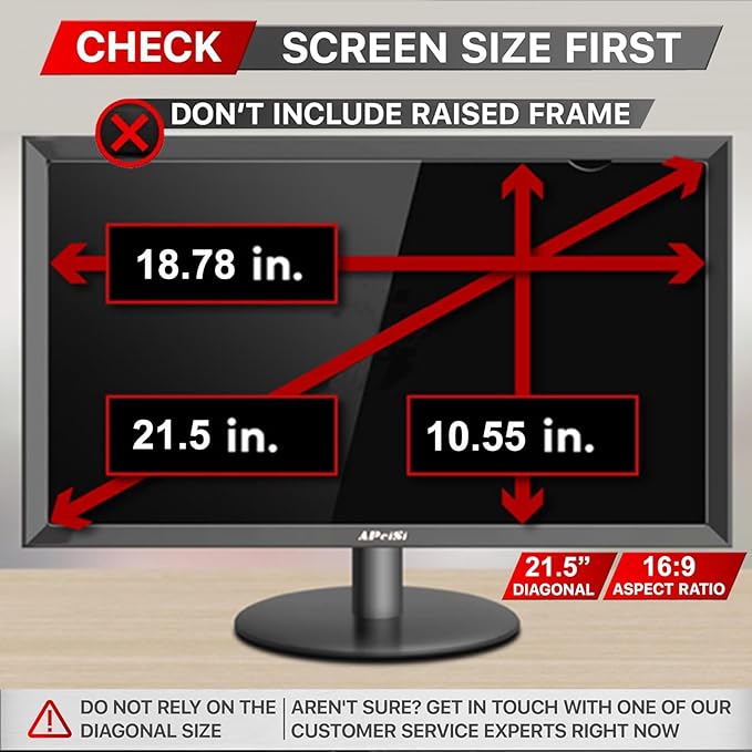 21.5 Inch Privacy Screen Filter for Widescreen 16:9 Monitor | Privacy Shield | Anti-Glare | Anti-Blue light Protector | Eye Protection | Computer Security Private Filter