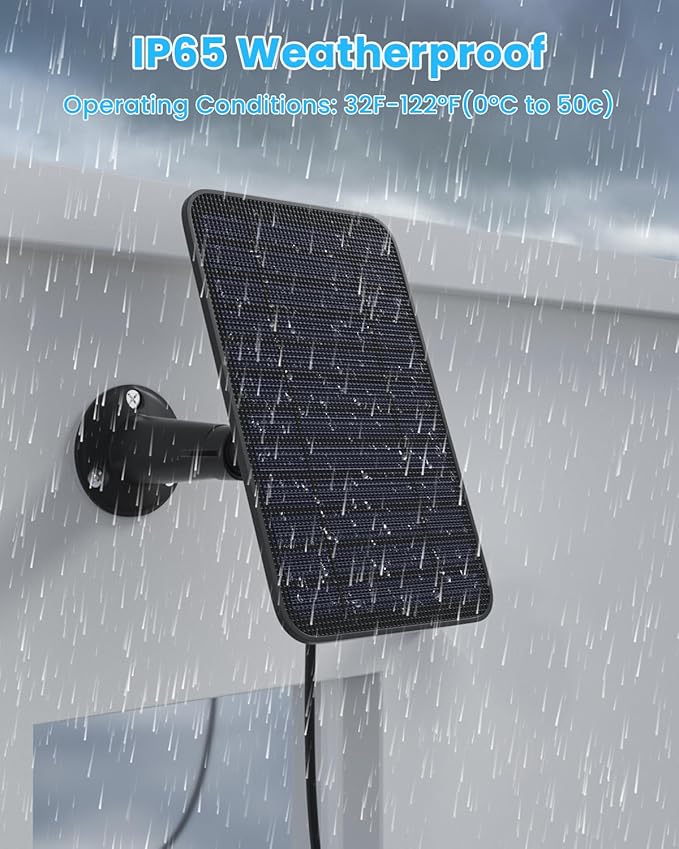 5W Solar Panel for Blink Camera Outdoor, Solar Panel Charger Compatible with Blink Outdoor 4 (4th Gen) Camera, Solar Panel w/Battery for Blink Camera, 9.8ft Cable Rubber Plug IP65 Waterproof, 4 Pack