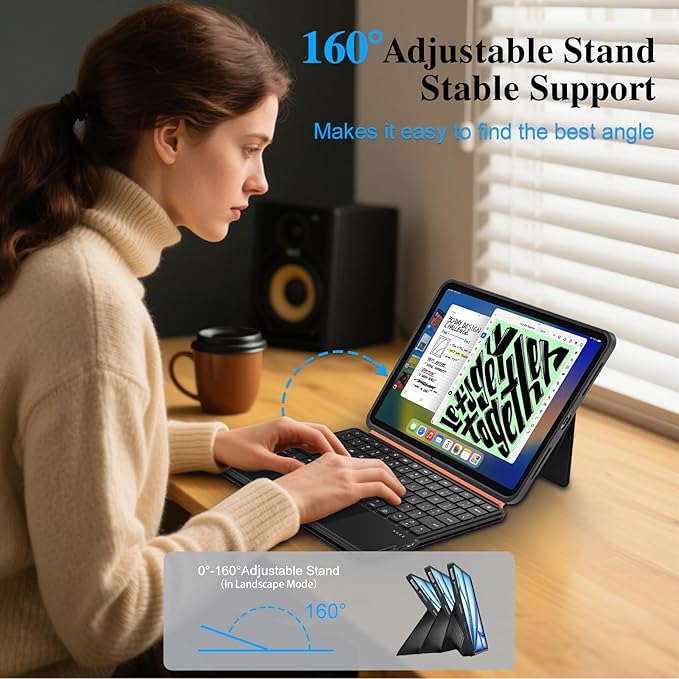 Keyboard Case for iPad Air 11 inch M3 M2 (2025 2024)&Pro 11,Magnetic Detachable iPad A16 11th/10th Keyboard,Trackpad,Backlit,Quiet Typing,Full Protection for iPad Air 5th/4th Gen 10.9 inch (Black)