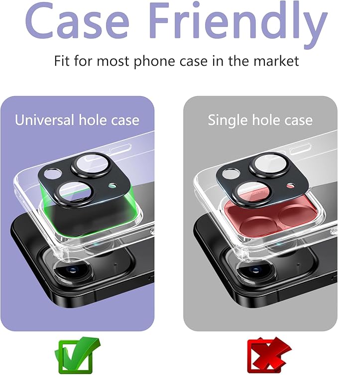 2 Pack Camera Lens Protector for iPhone 15 / iPhone 15 Plus,[Not Easy to Breakn ] AR Tempered Glass Strong Adsorption Metal Camera Cover Screen-Light Green