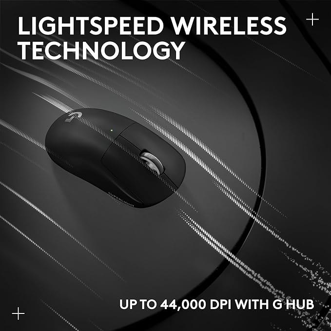 Logitech G PRO X SUPERLIGHT 2 Wireless Gaming Mouse, 60g Pro-Grade with 5 Programmable Buttons, 44k DPI Sensor, 8kHz Report Rate, USB-C Charging for PC/Mac - Black