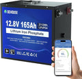 DC HOUSE 12V 165Ah LiFePO4 Lithium Battery, Bluetooth & Low Temp Protection, Safer Metal Case, 12V Lithium Battery up to 15000 Cycles, 120A BMS, Perfect for Trolling Motors, Marine, Boat, Solar