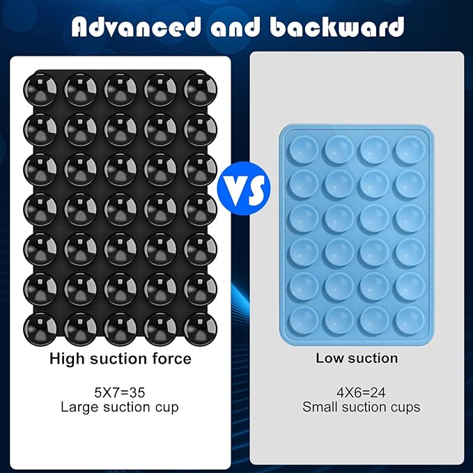 2024 Upgrade 2PCS Silicone Suction Cup Phone Case Adhesive Mount,Adhesive Grip, Sticky Suction Cup Phone Holder & Suction Phone case Holder TikTok & Selfies (Black, 5x7 Single Sided)