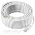 Cat5e Ethernet Cable 35 FT, Long Cat 5e Internet Cable, White Snagless Patch Cord, Flexible, Network, LAN, PoE, Standard RJ45 Connector for PC, Server, Router, Modem, TV, PS5 - with 15 Cable Ties