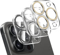 LucBuy 3PCS Sparkling Camera Lens Protector for iPhone 15 Pro/iPhone15 Pro Max, Full Clear Acrylic Cover with Shiny Colorful Glitter Designed Decoration Back Camera Protector