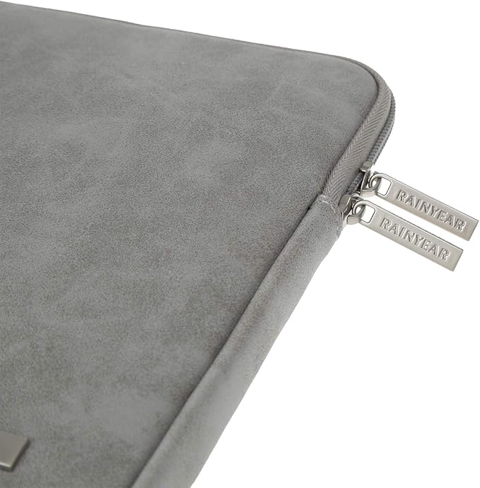 RAINYEAR 11 Inch Laptop Sleeve PU Suede Leather Case Protective Padded Cover Water Resistant Carrying Bag Compatible with 11.6 MacBook Air Surface Pro for 11 Notebook Computer Tablet Chromebook(Gray)