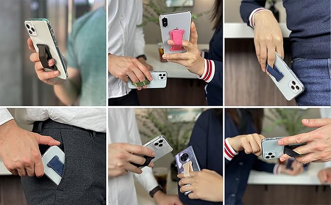 Phone Grip Strap Holder for Hand, Universal Finger Strap Phone Holder, Finger Selfie Grip Compatible with Most Smartphones (Black Darkpurple) - 2Pack