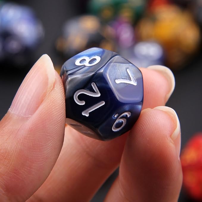 7 Sets (49PCS) Polyhedral Dice Set for Dungeons & Dragons/RPG, Complete D&D/DND Dice Sets (D20, D12, D8, D6, D4 & 2×D10 [0-9 & 00-90]) with 7 Pouches
