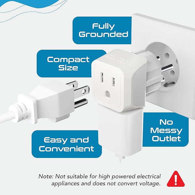 Ceptics Israel Plug Adapter - 2 in 1 Type H Adapter, US to Jersusalem Plug Adapter - Israel, Palestine Travel Adapter Plug, - Dual USA Inputs, CE, RoHS - 3 Pack