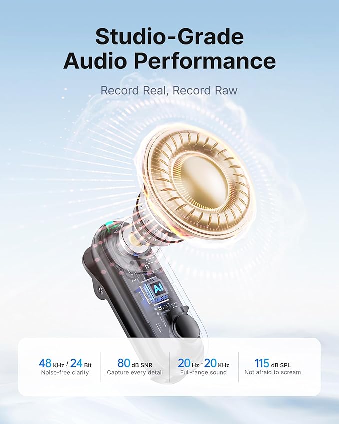 BOYA Magic Wireless Mini Microphones for iPhone/Android/PC/Camera, 4 Form-in-1 Mic, 7g Lightweight,AI Noise Reduction, 48kHz/24bit,APP Control, 328ft Range,Microphone for Recording(Stand not included)