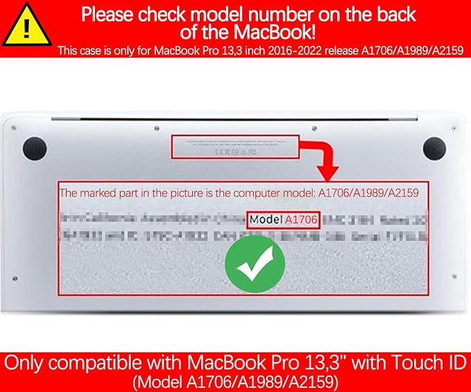 Compatible with MacBook Pro 13 inch Art Case Skin, 2022, 2021, 2020-2016 Release A1706/A1989/A2159 Pattern Gray Hard Shell with Keyboard Cover & Screen Protector (The Great Wave by Hokusai)