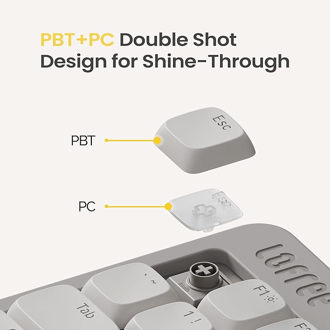 Flow Lite 100 Keys Low Profile Mechanical Keyboard, Swappable Rechargeable Wireless Keyboard with 2.4G Receiver, Bluetooth and Wired Connection for Windows, Mac/Specter Linear Switches (Marble)