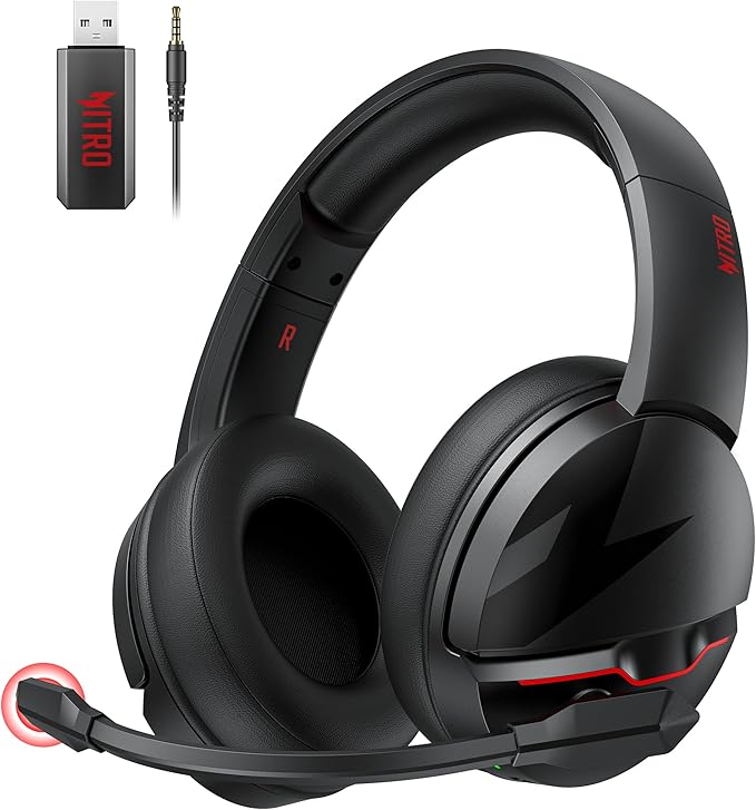 acer Wireless Gaming Headset, PS5 Headset with 2.4GHz for Ps5, Ps4, PC, Switch, Bluetooth 5.3 + 100Hrs Gaming Headphones with Noise Canceling Mic for Laptop, Mobile, Mac, 50mm Drivers (Black)