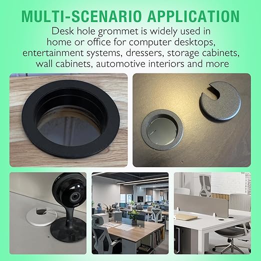 2 Pcs Desk Grommet 2" / 50 mm, Desk Cord Hole Cover, Cable Grommet ABS Plastic, Desk Hole Grommet for Home & Office Pc, Detachable Cable Cord Organizer-Light Grey