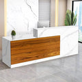 Reception Desk with Counter Modern Checkout Counter with Lockable Drawer Keyboard Tray Receptionist Desk for Office Salon Reception Table M Left 59inch/150cm