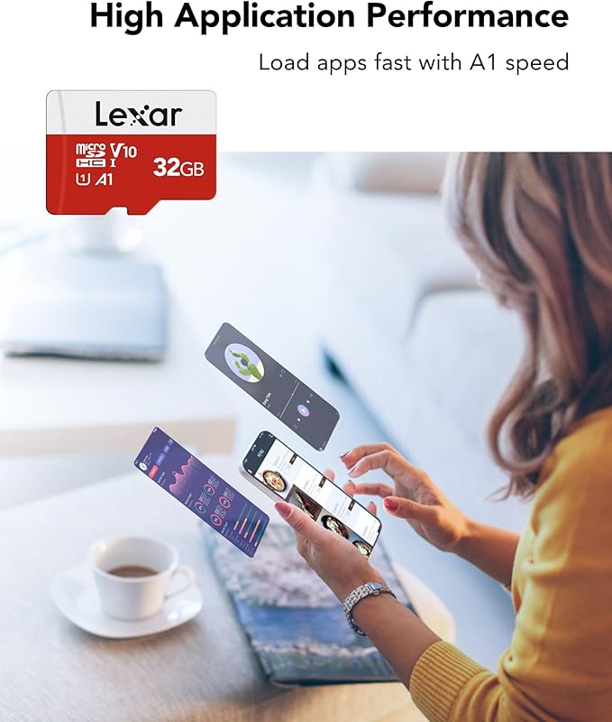 Lexar E-Series 32GB Micro SD Card 5 Pack, microSDHC UHS-I Flash Memory Card with Adapter, 100MB/s, C10, U1, A1, V10, Full HD, High Speed TF Card