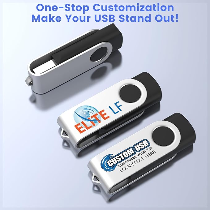 ABLAZE Custom Flash Drive 256MB 100 Pack, Personalized USB Drives Custom USB 2.0 Thumb Drives 100 Pack Memory Stick (Mixcolors)