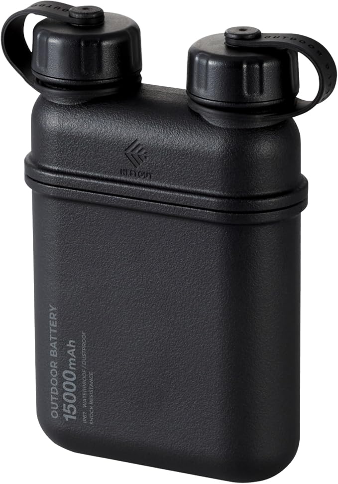 ELECOM NESTOUT Rugged Power Bank, 15000mAh Outdoor Charger, 32W USB-C Fast Charging PD, Waterproof IP67, Durable Shockproof, Battery Pack for iPhone Tablet Hiking Travel Camping (Black, 15000mAh)