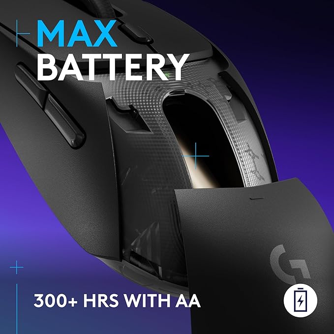 Logitech G309 Lightspeed Wireless Gaming Mouse, Lightweight, LIGHTFORCE Hybrid Switches, Hero 25K Sensor, 86g & 300+ hr Battery Life with AA Battery, 6 Programmable Buttons, PC & Mac - Black