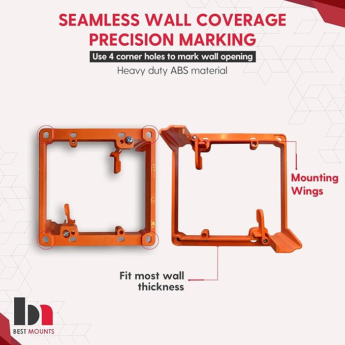 1 Pack Wall Plate with Bracket - In Wall Cable Management Kit - Recessed Wall Plate Cable Pass Through Pair with Dual Gang Low Voltage Mounting Bracket - TV Cord Hider for Wall Mounted TV