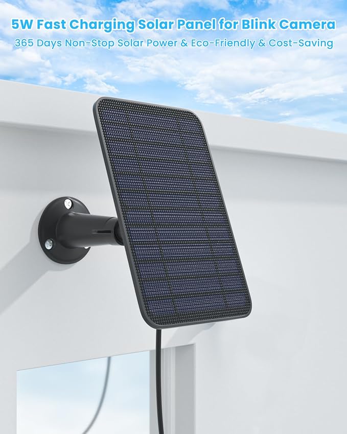 5W Solar Panel for Blink Camera Outdoor, Solar Panel Charger Compatible with Blink Outdoor 4 (4th Gen) Camera, Solar Panel w/Battery for Blink Camera, 9.8ft Cable Rubber Plug IP65 Waterproof, 2 Pack