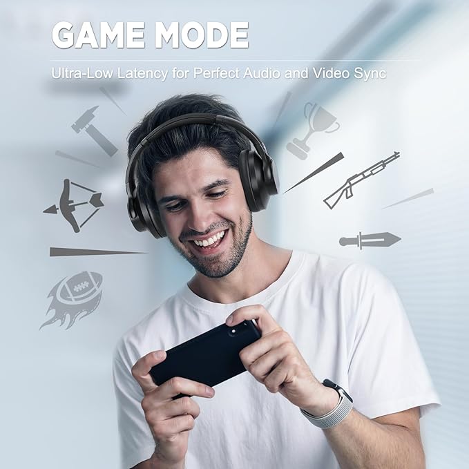 TUINYO Wireless Headphones Noise Cancelling Over Ear Bluetooth Headphones - Image 4