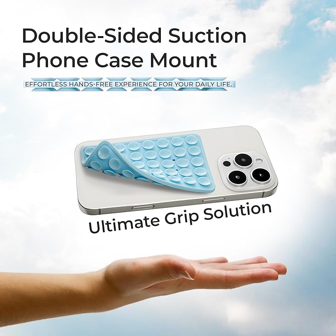 SUCKY Silicone Suction Phone Case Adhesive Mount - Anti-Slip Holder, Hands-Free Fidget Toy, Phone Accessory for iPhone and Android (Chalk Pink, Double V2)
