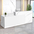 Reception Desk with Counter Modern Checkout Counter with Lockable Drawer Keyboard Tray Receptionist Desk for Office Salon Reception Table K Left 71inch/180cm