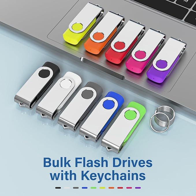 Flash Drives 2GB 20 Pack, Wooolken USB 2.0 Thumb Drives with Keychains Memory Stick USB Drive Pendrive for PC Laptop Computer (Mixcolors)