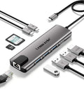 Lemorele USB C Hub Multiport Adapter 9 in 1 w/Gigabit Ethernet, 100W PD, HDMI 4K, 3 USB 2.0, 5Gbps USB C Data Port, SD/TF Card Reader, Dongle Docking Station for MacBook Lenovo HP Dell Laptops