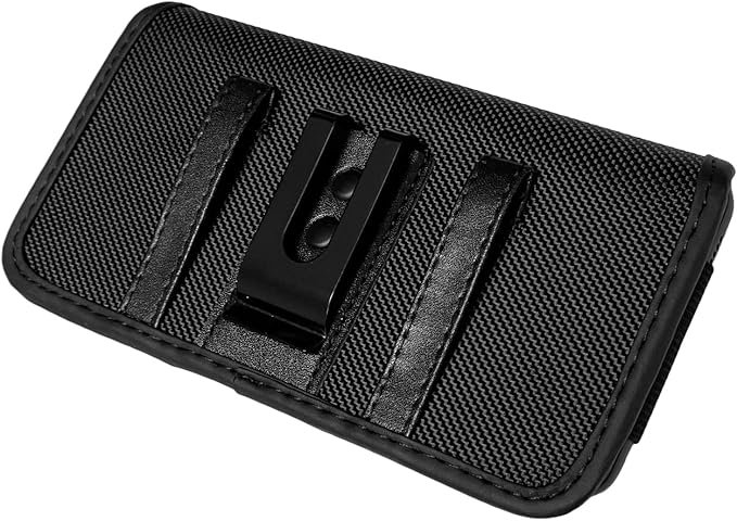 Nylon Cell Phone Holster for Samsung Galaxy A23/A25/A26/S22/S23/S24/S25 Cricket Outlast 5g, icon 5,icon 6, Horizontal Case Canvas Waist Carrying Pouch with Belt Clip/Loops, Black