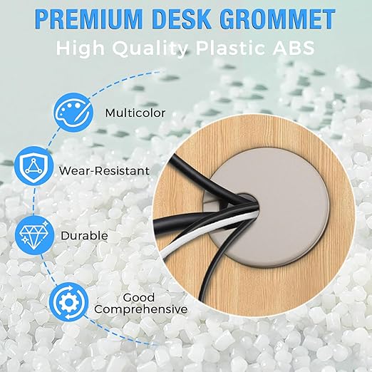 Desk Grommet 1-3/8" (35 mm), Desk Cord Hole Cover, Cable Grommet ABS Plastic, Desk Hole Grommet for Office and Home Table Cable, Detachable Cable Cord Organizer (White 2 Pcs)