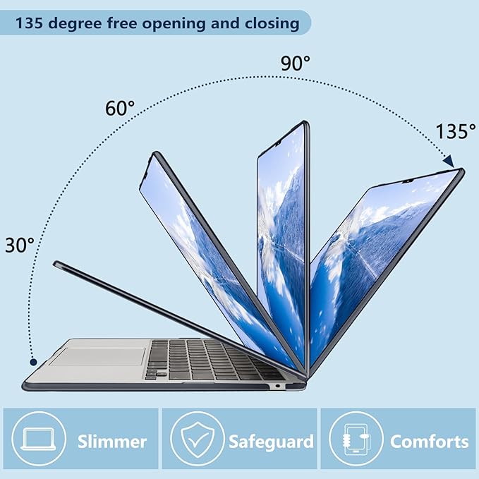 Compatible with MacBook Air 13.6 inch Case, M4 A3240/M3 A3113/M2 A2681 (Released 2025 to 2022), Hard Shell, Keyboard Cover, Screen Protector, Webcam Cover & Type-C Adapter, Black Gold