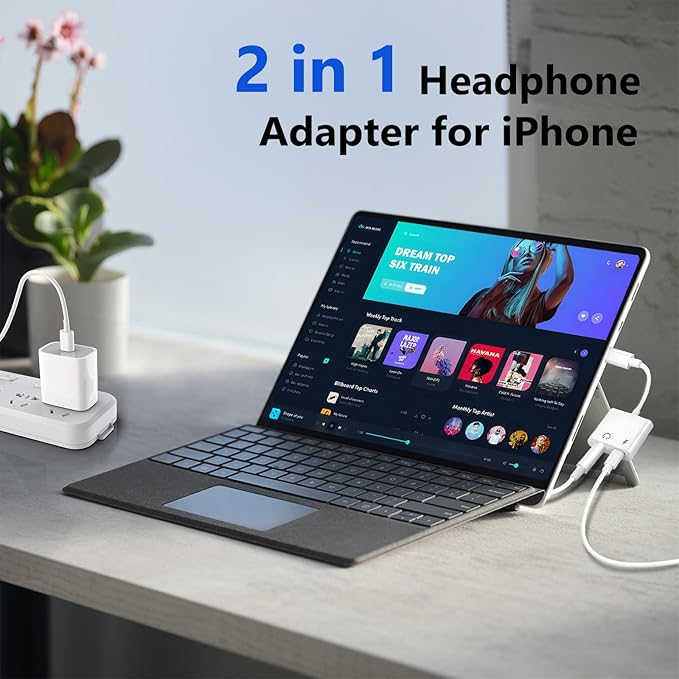 Seulliya USB C to 3.5mm Headphone Jack and Charger Adapter, 2-in-1 Audio & Fast Charging Splitter for Apple iPhone 17/16/15/Pro/Pro Max, iPad, Samsung, Pixel, and More 2Pack